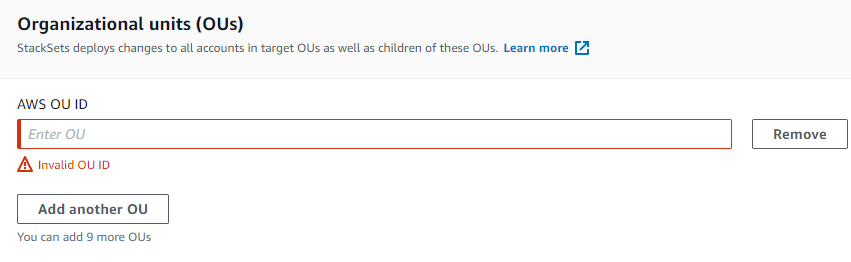 
                                            Deploy parameter overrides to all accounts in
                                                select OUs within your organization.
                                        