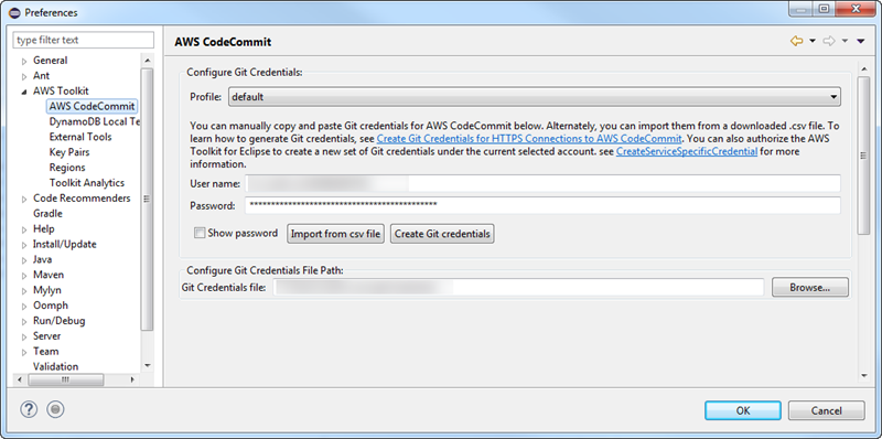 
                        Configuring Git credentials in Eclipse with the Toolkit for Eclipse installed.
                        
                    