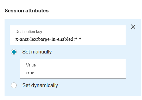 
                                                The session attributes section of the
                                                  properties page, Value set to true.
                                            