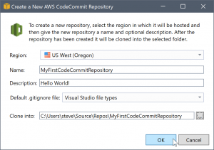 
            Create a new AWS CodeCommit repository
         