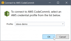 
            Selecting an AWS credential profile
         
