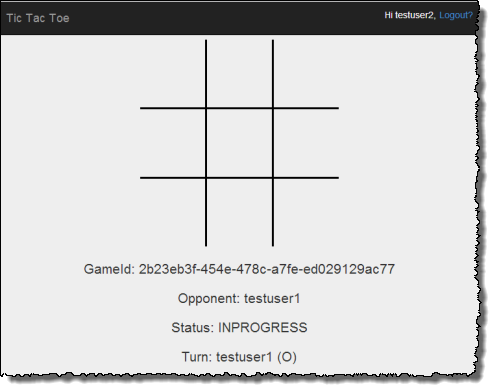 
                            空の Tic-Tac-Toe グリッドを表示するアプリケーションのスクリーンショット。
                        