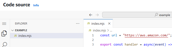 Lambda console code editor.