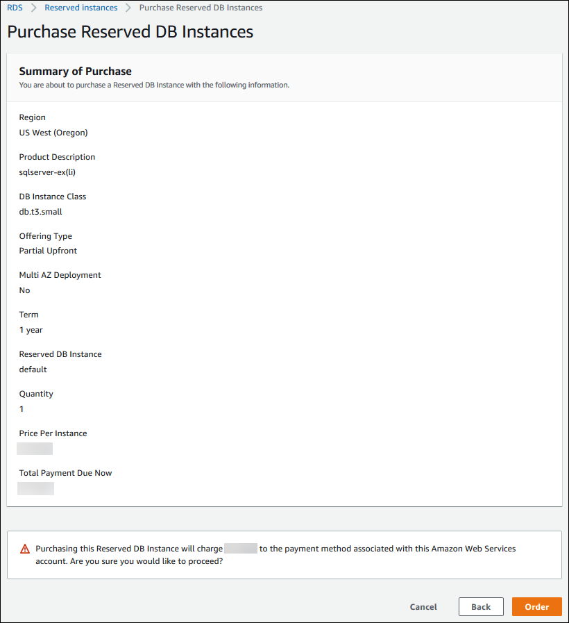 
                        Purchase reserved DB instance console step 2
                    