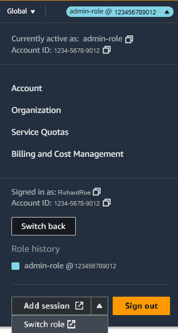 Switching To A Role Console Aws Identity And Access Management