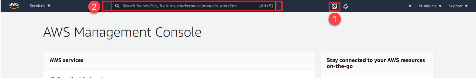 Key features in the AWS CloudShell interface.