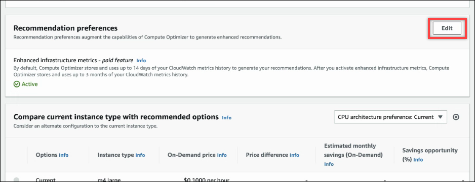 
                Recommendation preferences in the resource details page
              