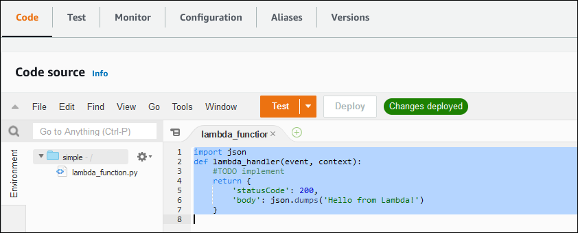 Beispiel für eine Lambda-Funktion im for AWS CLI AWS Lambda