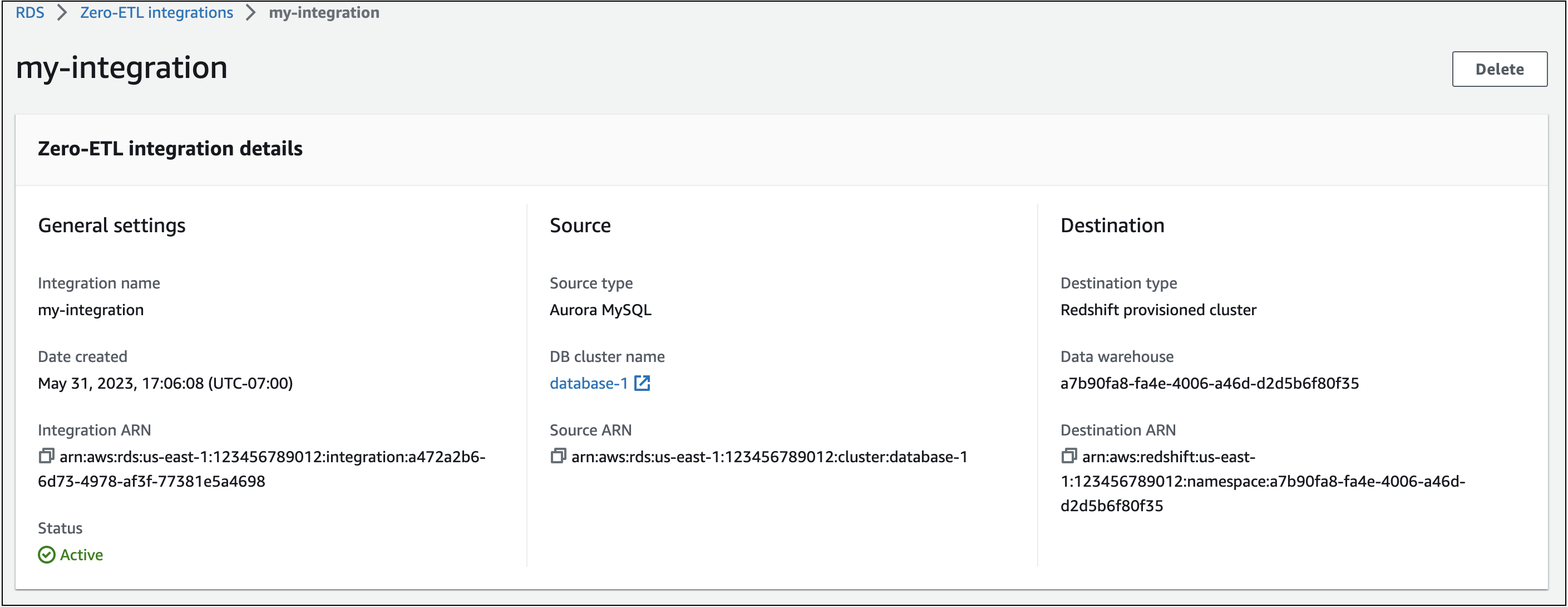 Details zu einer Null-ETL-Integration