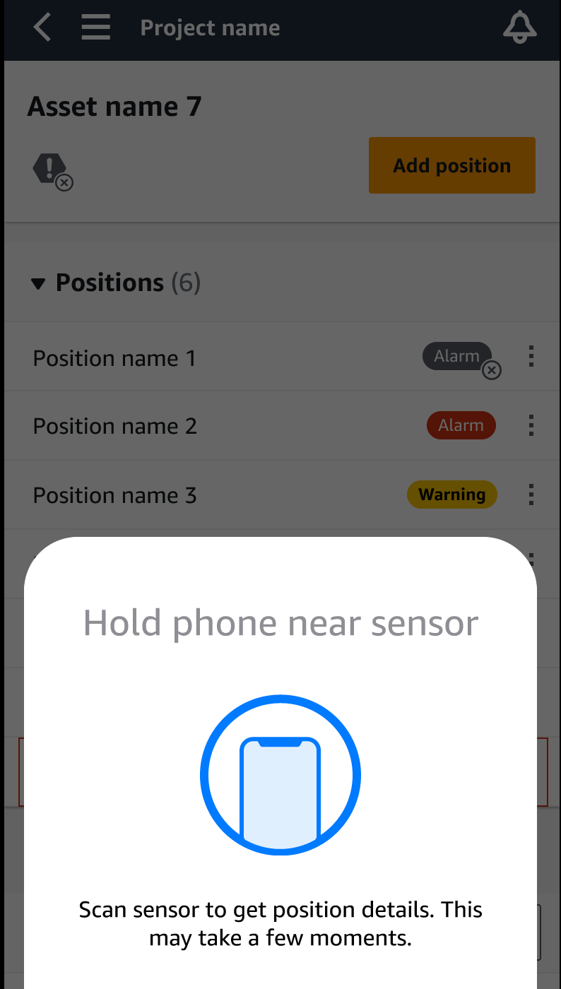 Mobile app interface showing sensor positions with alarm status indicators. (AI generated)