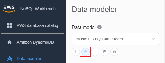 Screenshot der Konsole mit der Schaltfläche „Import data model (Datenmodell importieren)“.