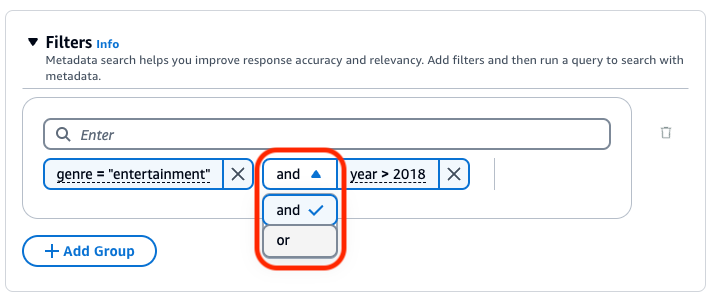 Ändern Sie die logische Operation zwischen Filtern.