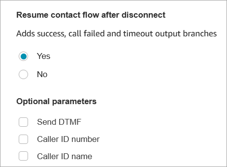 Der Abschnitt „Flow nach Trennen fortsetzen“, Abschnitt „Optionale Parameter“.