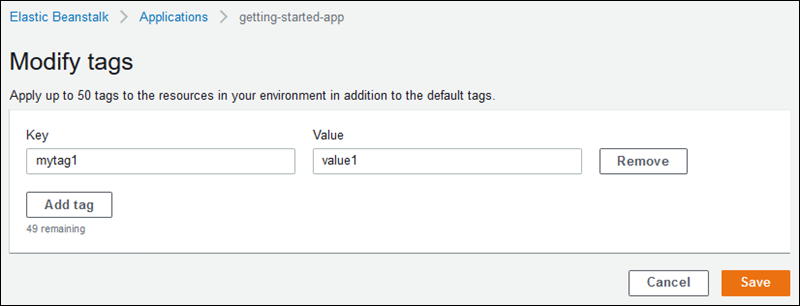 
            Konfigurationsseite „Modify tags (Tags ändern)
          