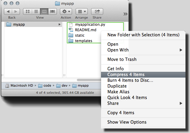 Komprimieren von Dateien im Mac OS X Finder