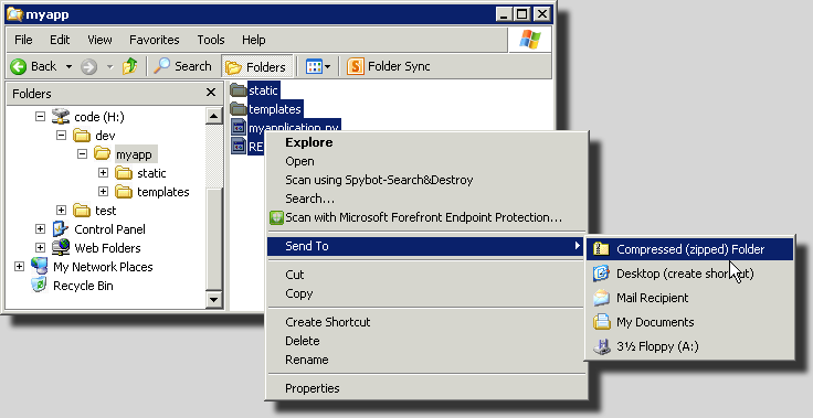 Komprimieren von Dateien im Windows-Explorer