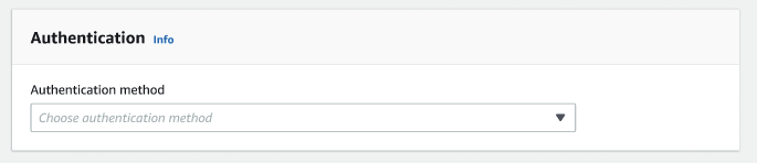 Der Screenshot zeigt das Dropdown-Menü zur Auswahl einer Kafka-Authentifizierungsmethode.