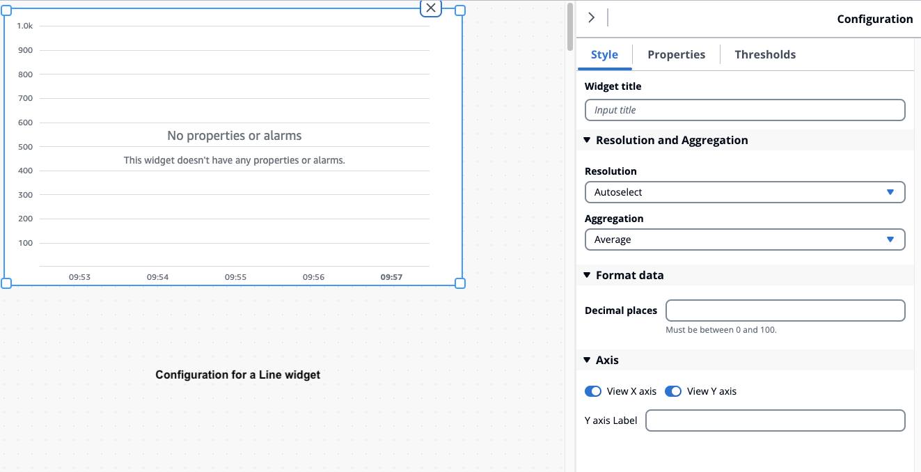 Die Konfigurationsseite des IoT-Dashboard-Widgets mit angezeigtem Stil.