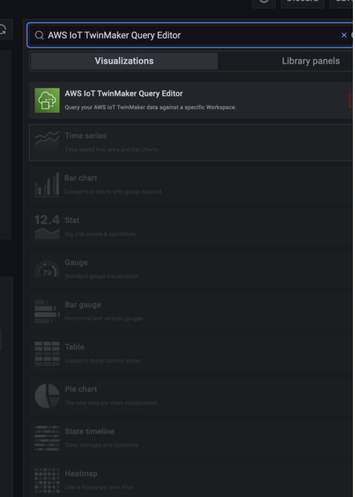 Die Dropdownliste im AWS IoT TwinMaker Dashboard enthält die Option für den AWS IoT TwinMaker Abfrage-Editor.