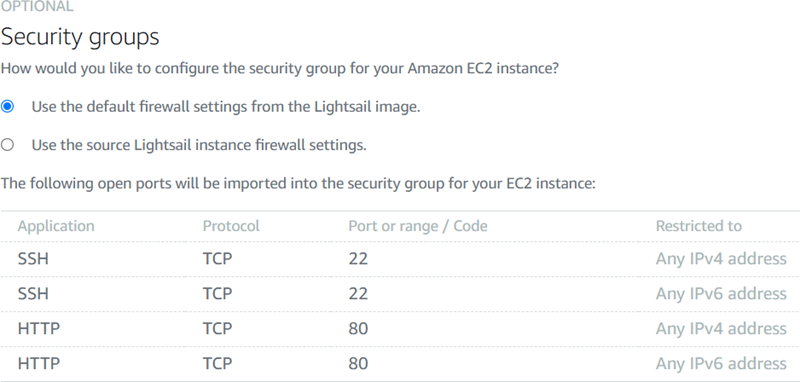 Sicherheitsgruppeneinstellungen auf der Seite EC2 Amazon-Instance erstellen.