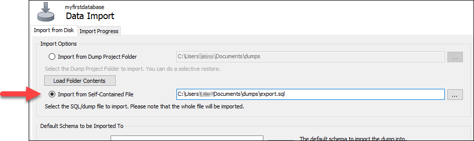 Importieren einer eigenständigen SQL-Datei