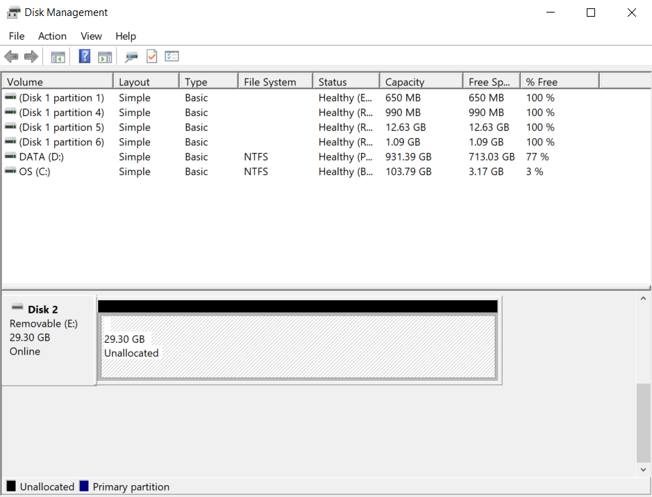 
                                    Image: Clean up USB drive on the Windows Disk Management console.
                                