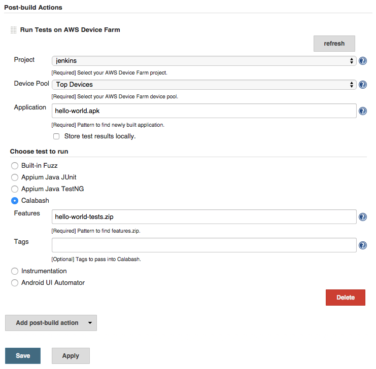 
                    Integration with Jenkins CI post-build actions
                