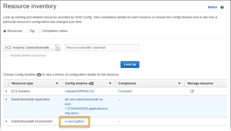 Finding and tracking Elastic Beanstalk resources with AWS Config - AWS ...