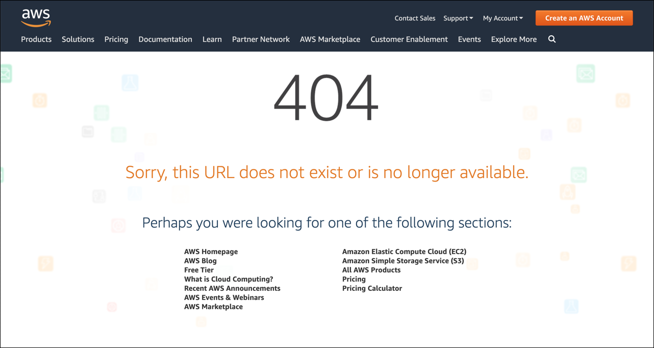 
				AWS página 404
			