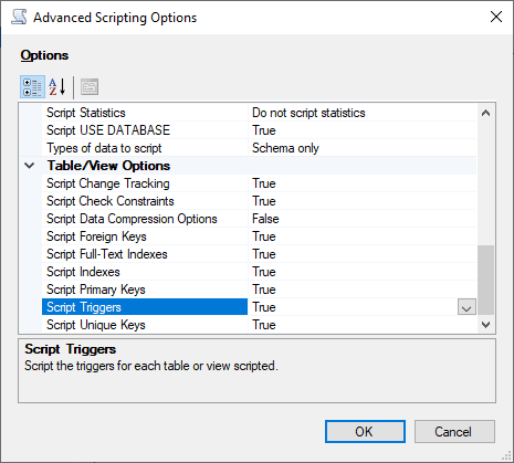 Utilice el asistente de generación de scripts de SSMS para configurar las opciones de script avanzadas.