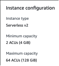 Sección de tipo de instancia, parte de la interfaz de usuario de configuración de instancias de base de datos
