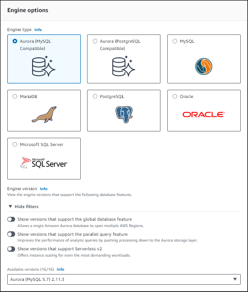 Cree un clúster de bases de datos de Aurora Serverless v1 con la consola