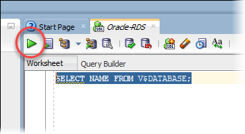 Ejecución de una consulta en Oracle SQL Developer mediante el icono de ejecutar