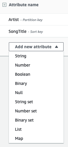 
                                Captura de pantalla de la consola donde se muestra la lista Add new attribute (Agregar nuevo atributo).
                            