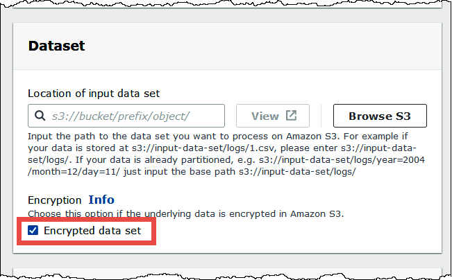 
                            Seleccione Encrypted data set (Conjunto de datos cifrados) en el formulario para agregar tablas.
                        