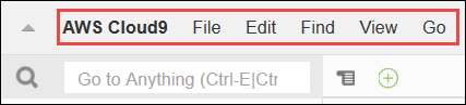 La barra de menús en el IDE de AWS Cloud9