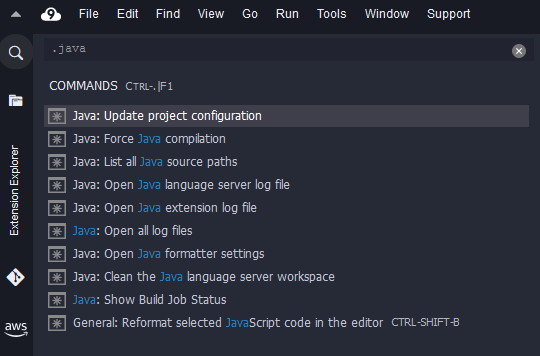
            Lista de los comandos de Java disponibles
         