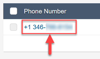 
                    Un número de teléfono de muestra en la página Número de teléfono.
                