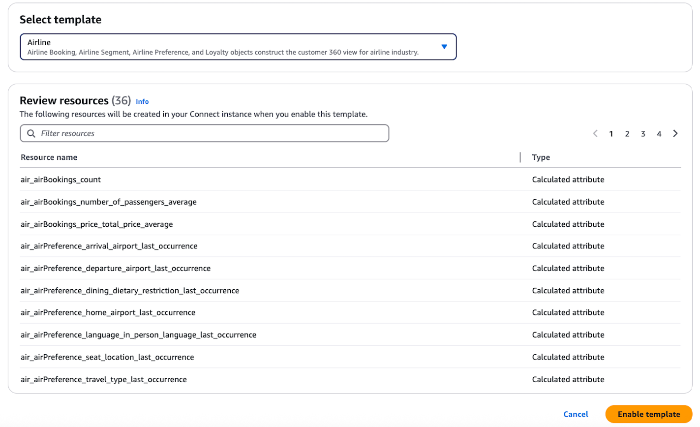 Revise los recursos que se crearán.