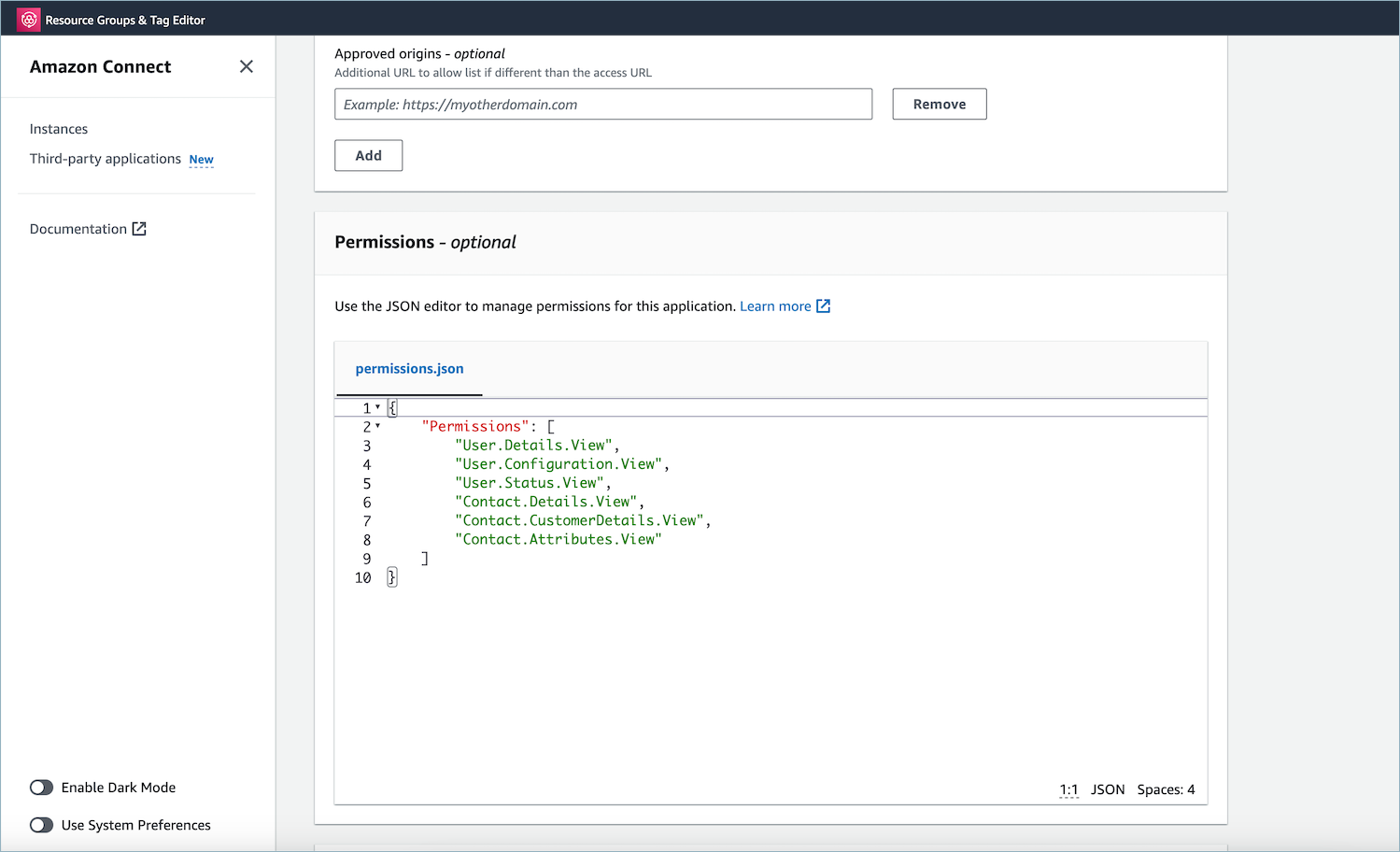 Otorgar permisos a la aplicación para la integración de datos del espacio de trabajo