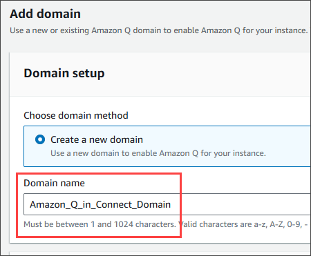 Página Agregar dominio, opción crear un nuevo dominio.