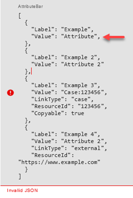 
                                Un mensaje de error que indica que el código JSON no es válido.
                            