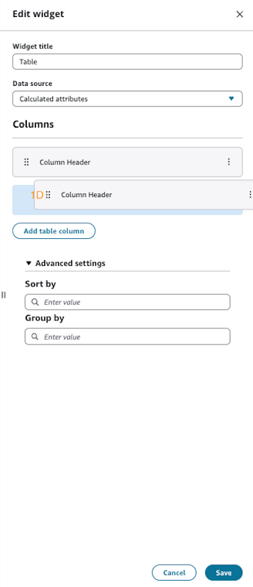 Otro ejemplo de edición de widgets de tablas personalizadas.