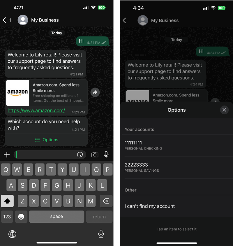 La pantalla del teléfono móvil muestra un mensaje de ejemplo.