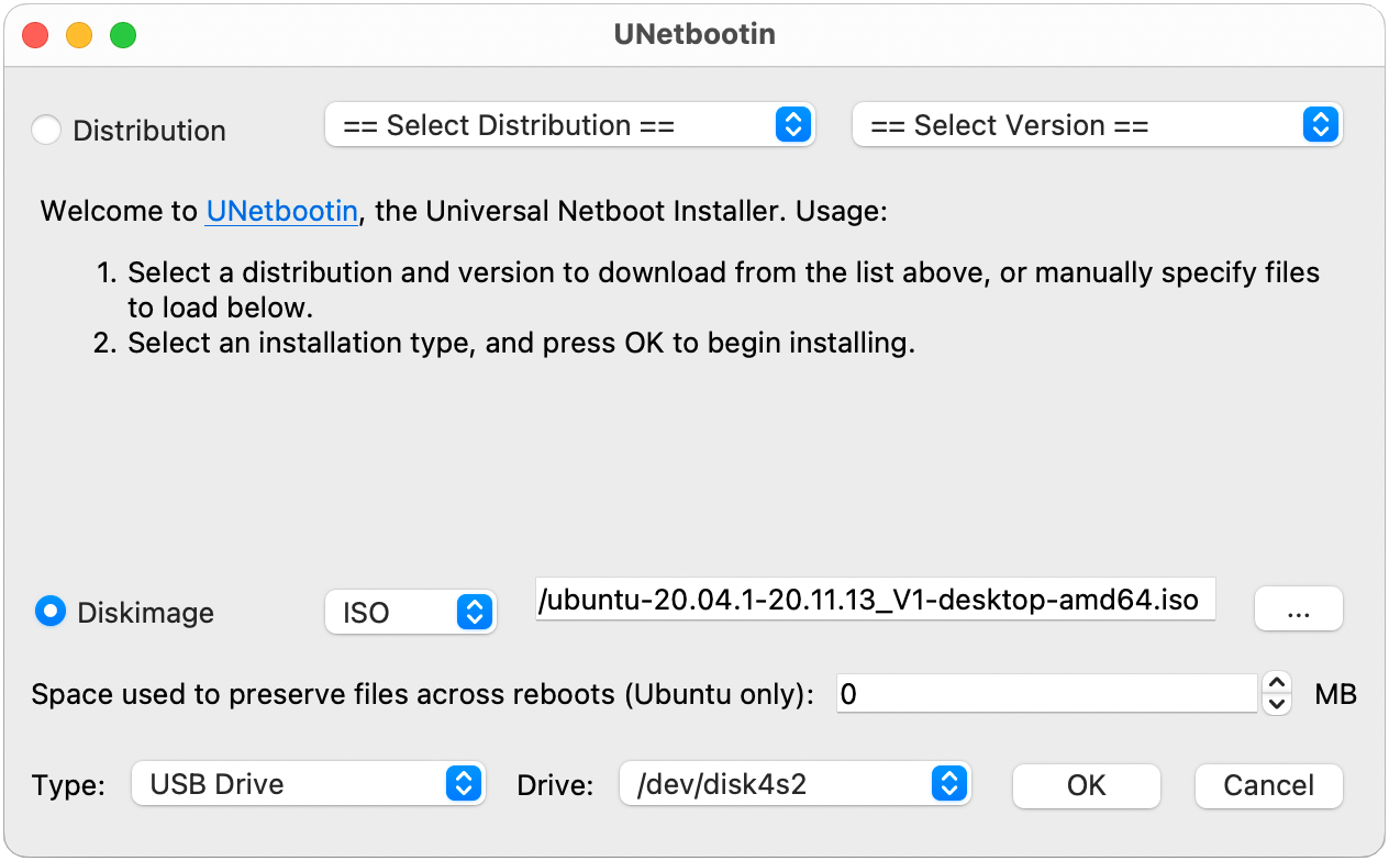 
                                              Imagen: establezca el archivo ISO para imagen de disco de arranque (Ubuntu). 
                                         
