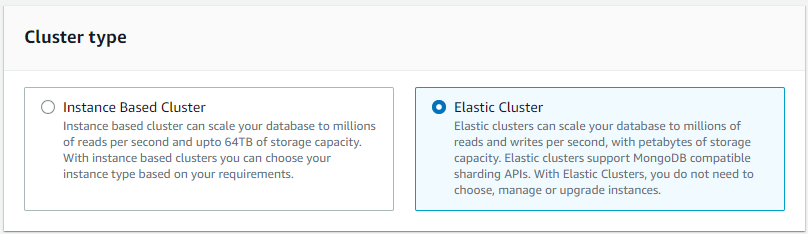 Diagrama: tipo de clúster elástico