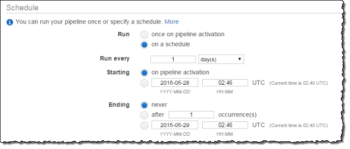 
                Captura de pantalla que muestra las opciones de programación para la copia de seguridad de Amazon EFS.
            