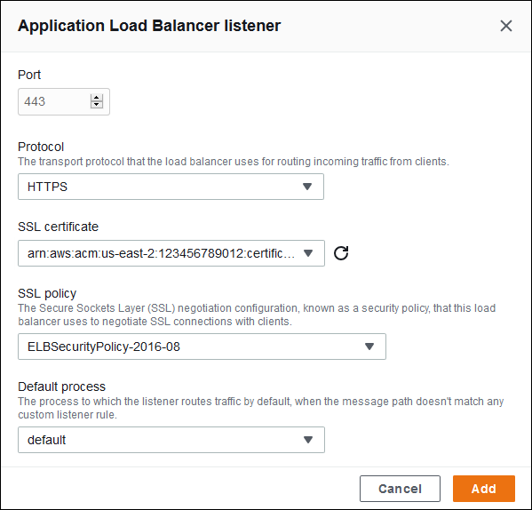 Configuración del balanceador de carga de aplicaciones: agregar un agente de escucha seguro