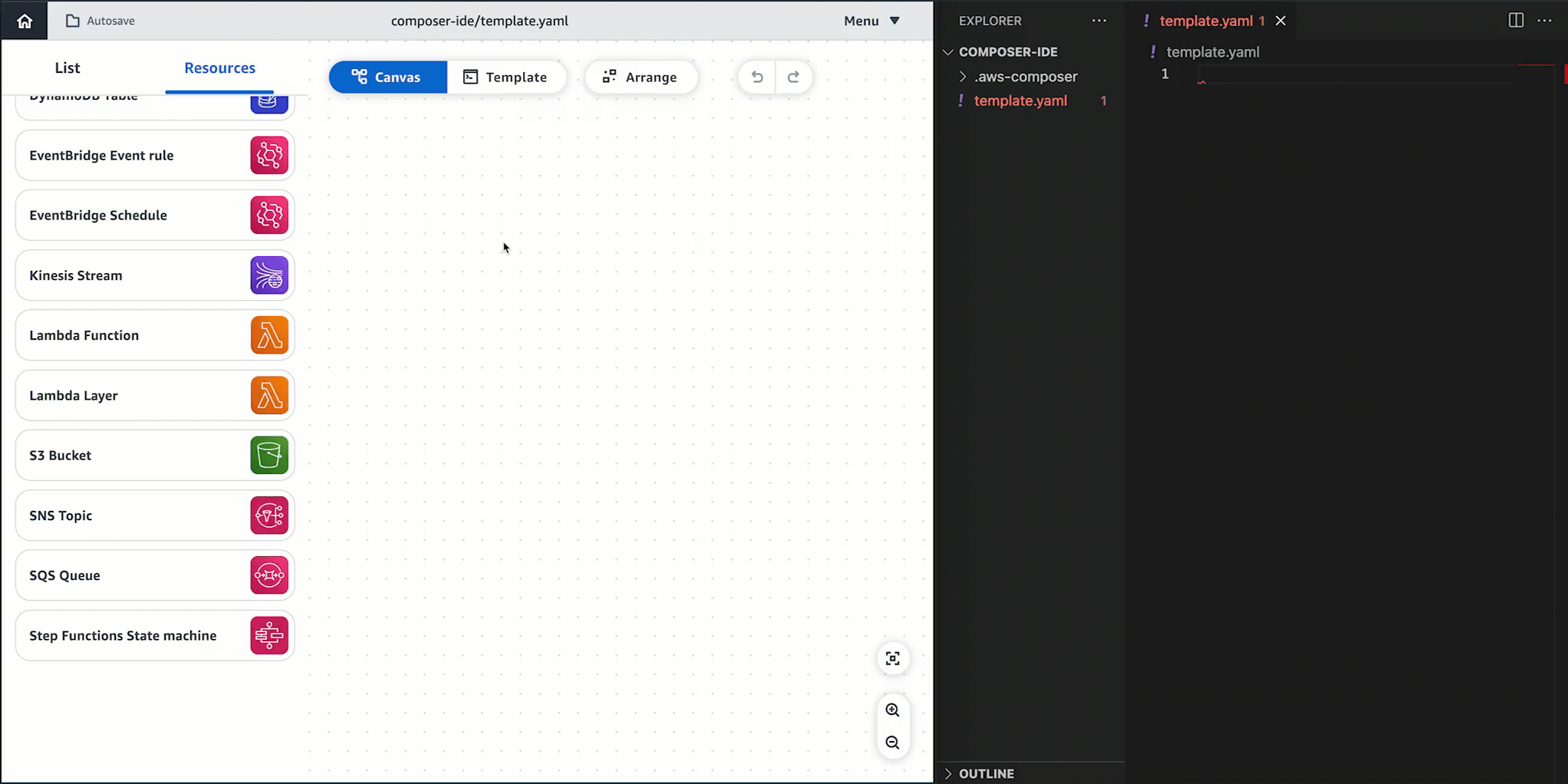 Uso de Infrastructure Composer con un IDE local para sincronizar los cambios.