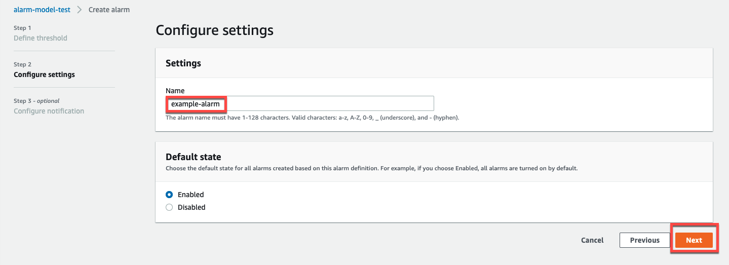 Cree una alarma en el portal de SiteWise Monitor.